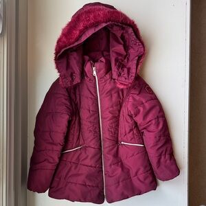 Mayoral Girl Burgundy Fur Hood Jacket